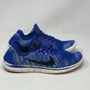 Nike Free 4.0 Flyknit Sneakers Womens 12 Blue Running Shoes Racer Barefoot